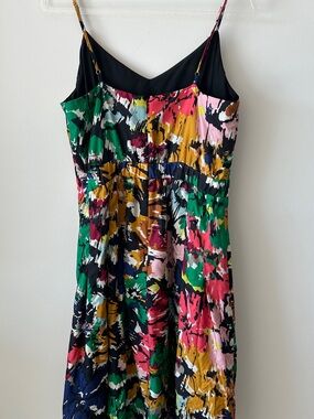 J. Crew Multicolor Abstract Print Slip Dress - Black, Green, Pink, Yellow, Blue